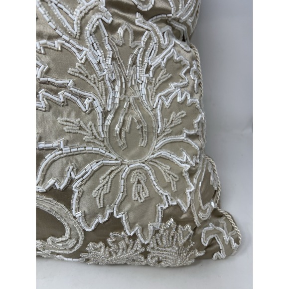 Glass Beaded Pillow By Elizabeth Phillips Handmade Rare EUC 22x22 - Picture 7 of 12